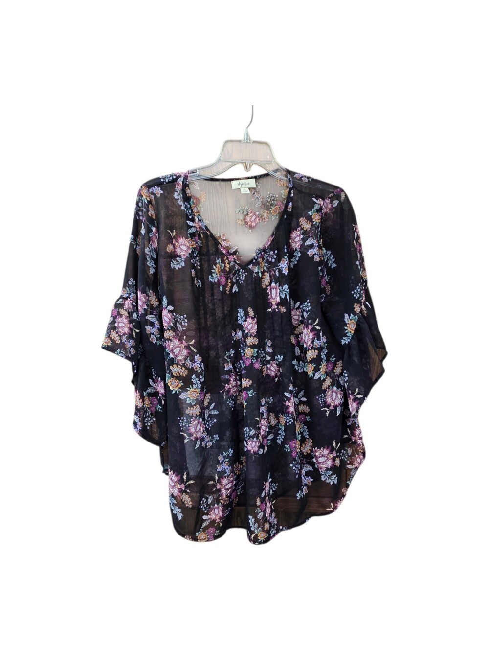 Style & co. Black floral blouse